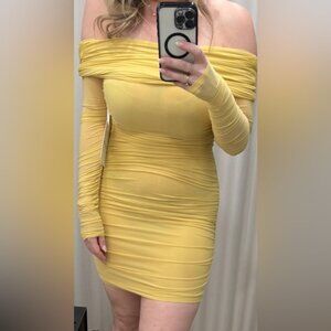 Ronny Kobo Yellow Rushed Dress – Brand New with Tags!